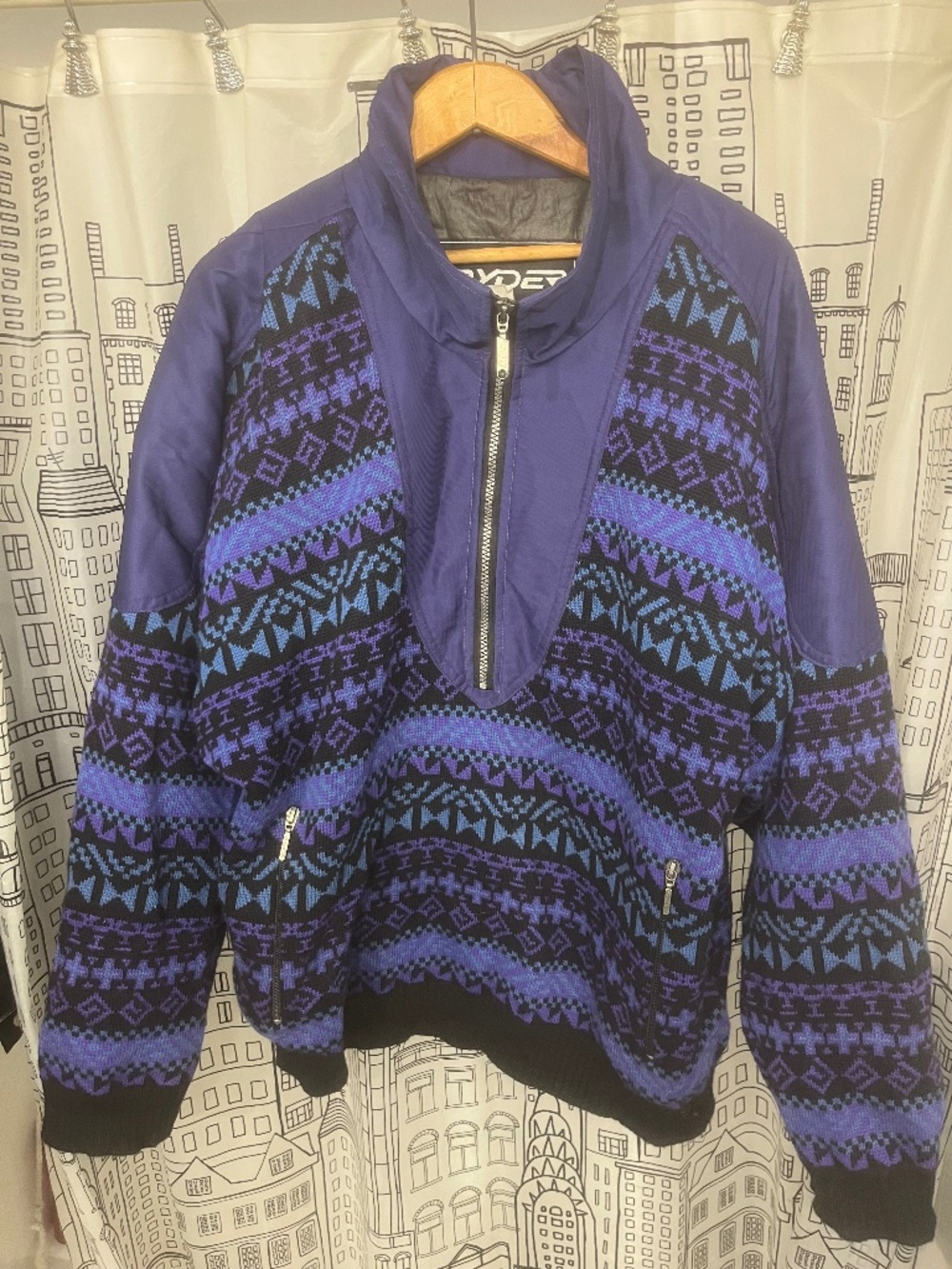 Mens vintage Spyder pull over knit half zip sweater jacket size large